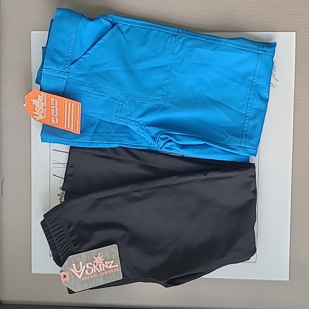 2 UV Skinz UPF 50+ Long Swim Trunks and Pants | Size 8 | NWT